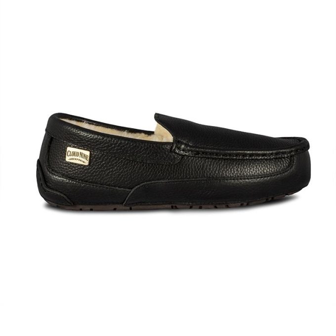 Cloud Nine Sheepskin Mens Jackson Moccasin Leather-Black